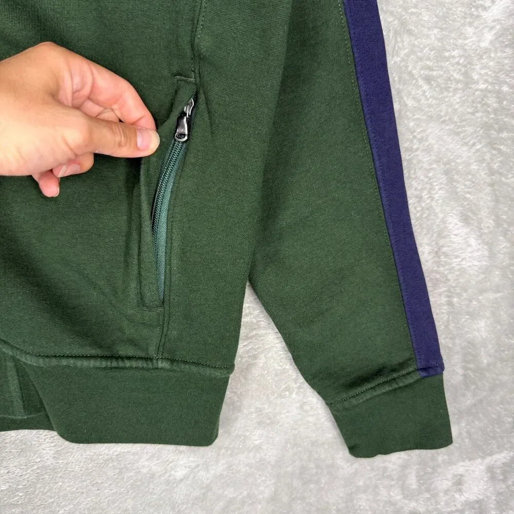 Polo Ralph Lauren Track Jacket Mens Medium Green Blue Stripe Full Zip Mock Neck
